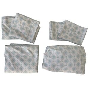 South Point Home Fashions Queen 6 Piece Sheet Set Blue Medallion Microfiber